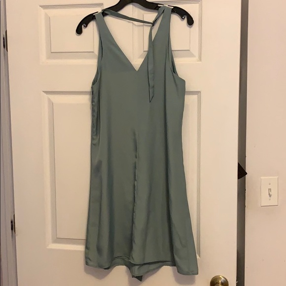 Grey blue dress with ruffles in front - Picture 2 of 4